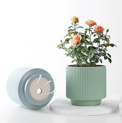 Ceramic 4.9+6.3 inch Planters, Modern Home and Office Flowerpot, Indoor and Outdoor Flowerpot with Drainage Hole (Grayish Blue) - color: Grayish Blue