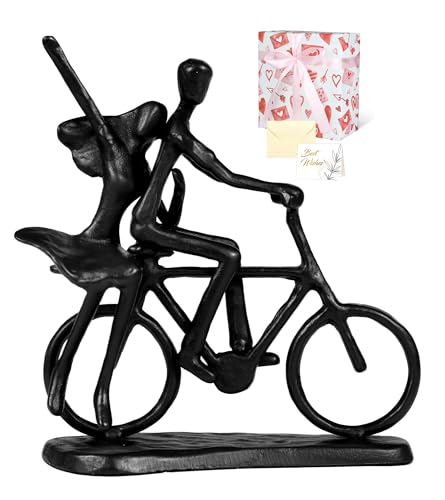Kresecioo Wedding Anniversary Couples Gifts, Romantic Couple & Bike Statue Cast Iron Sculpture Decoration, Birthday Wedding Anniversary for Women Wife Girlfriend Her Him Husband Men Boyfriend - color: Classic Black, size: Bike Couple