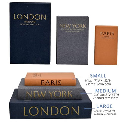 Decorative Book Boxes with Hidden Storage, Set of 3Faux Book Decor
