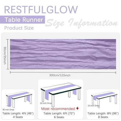 6 Pack Lavender Purple Cheesecloth Table Runner 35 x 120 Inch - color: Lavender, size: 6 Pcs - 10 Ft