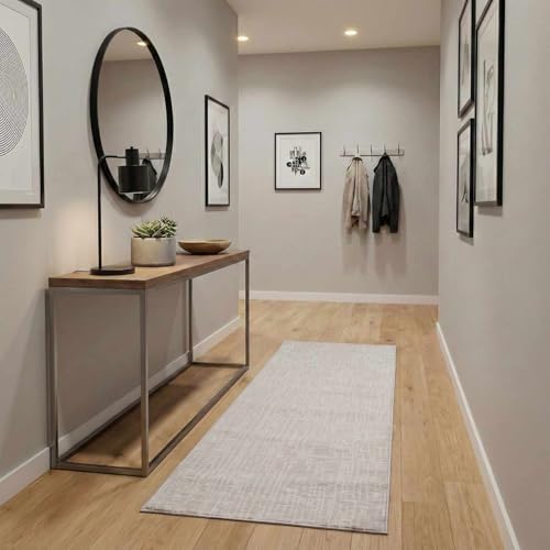 Hauteloom Pavilion Hallway, Kitchen Machine Washable Runner Rug - Neutral Abstract Solid - Cream, Off White, White - 2'7" x 10' - color: Cream, Off White / Leanna, size: 2'7" x 10' (Runner)