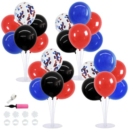 TONIFUL 4 Set Black Red Blue Balloon Stand Balloon Centerpieces for Table - color: Black Red Blue
