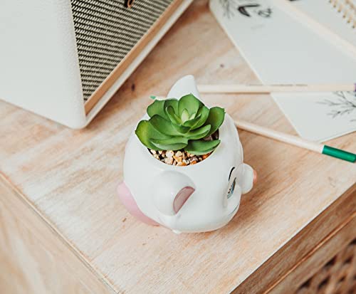 Silver Buffalo Disney The Aristocats Marie 4-Inch Ceramic Mini Planter with Artificial Succulent | Cute Small Flower Pot, Faux Indoor Plants - color: Aristocats