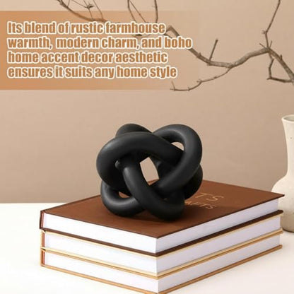 Yalikop 3 Link Wood Knot Decor Rustic Table Shelf Accents, Black - color: Black