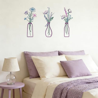Embewhis Wall Decor Metal Flowers 3pcs, Rustic Farmhouse Flower Sculptures, 13.7" Wall Art Decor, Drill-Free Install Option for Living Room, Kitchen, Bedroom & Bathroom - size: D