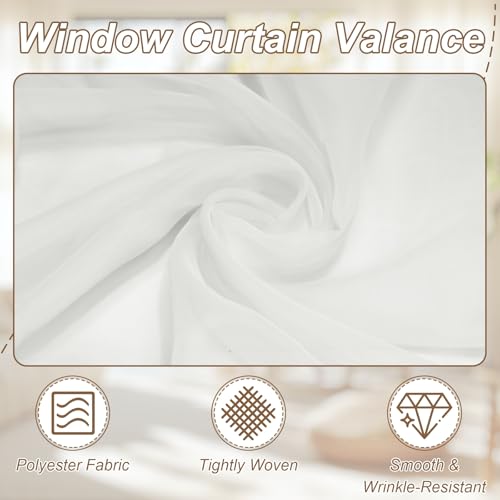 uxcell Window Valance, 51x24 Beaded Sheer Valance Curtains White - color: White
