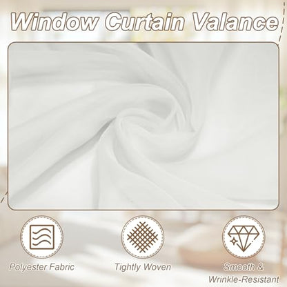 uxcell Window Valance, 51x24 Beaded Sheer Valance Curtains White - color: White