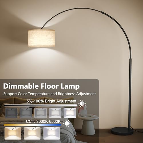 SUNMORY 82" Tall Arc Floor Lamp for Living Room, Large Standing Arched Lamp - color: Black（with remote control）