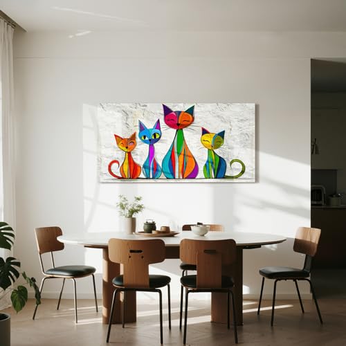 imjiayu Abstract Wall Art for Living Room Geometric Cat Paintings 24"x48" - color: Geometric Kitten, size: 48"L x 24"W