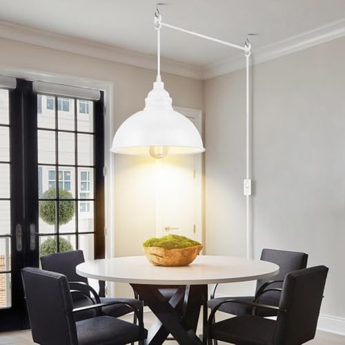 Plug in Pendant Light, 15FT Hanging Lights with Plug in Cord - color: Large white