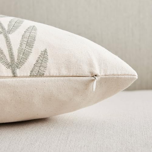 Farmhouse Leaves Throw Pillow Covers Set of 2, 22x22in Green - color: Green, size: 22" x 22" (Pack of 2)
