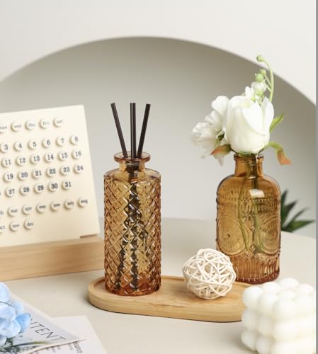 5pcs Amber Glass Bud Vase Set, Gold Small Flower Vases for Centerpieces - color: Amber, size: 5pcs