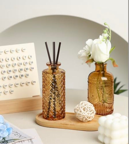 5pcs Amber Glass Bud Vase Set, Gold Small Flower Vases for Centerpieces - color: Amber, size: 5pcs