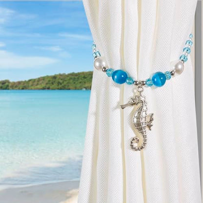 Magnetic Curtain Tieback, 2 Pack Seahorse Curtain Tiebacks, Handmade Beaded Curtain Tie