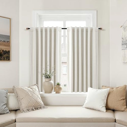 Nanspring 100% Blackout Linen Curtains for Bedroom 42x45 Long 2 Panel Cream - color: Natural, size: 42"W x 45"L (Pack of 2)