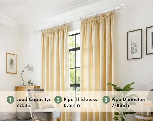 USFOOK White Curtain Rod 32 to 58, Window Treatment Rods with Bracket - color: White, size: 32-58"