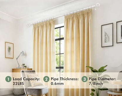 USFOOK White Curtain Rod 32 to 58, Window Treatment Rods with Bracket - color: White, size: 32-58"