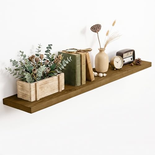 Solid Wood Floating Shelves for Wall 48 inch,Grey Wooden Shelf Set of 1 - color: Grey, size: 48inches-1P