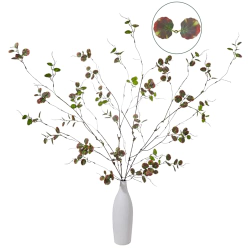97.8cm(38.5인치) 레드 그린 인공 무화과나무 가지 4개, 잎 포함 - color: Wn 레드