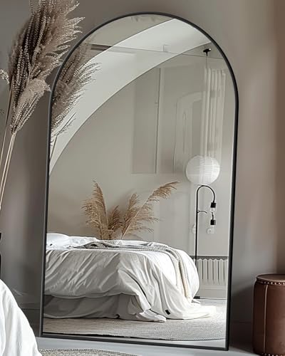 Antok 72" x44” Arched Full Length Mirror, Floor Mirror with Stand,Black - color: Black, size: 72"L x 44"W