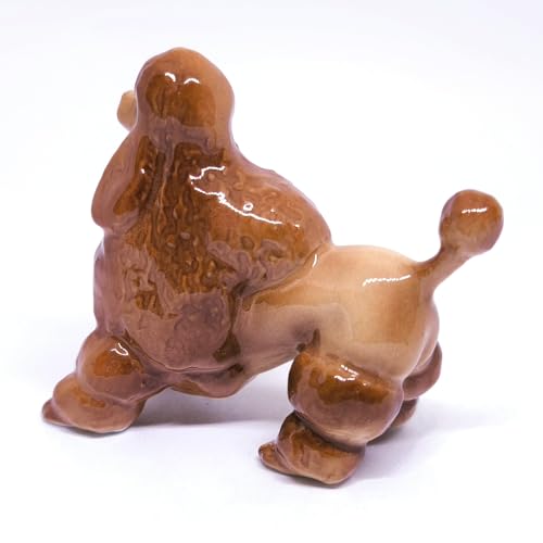 Handmade Ceramic Brown Poodle Figurine, Shelf Decor