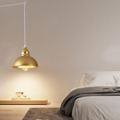 Plug in Pendant Light, 15FT Hanging Lights, On/Off Switch - color: Gold