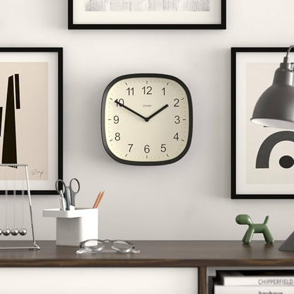 JONES CLOCKS® Sprite wall Clock | Modern Square Clock | 10" | Black - color: Black
