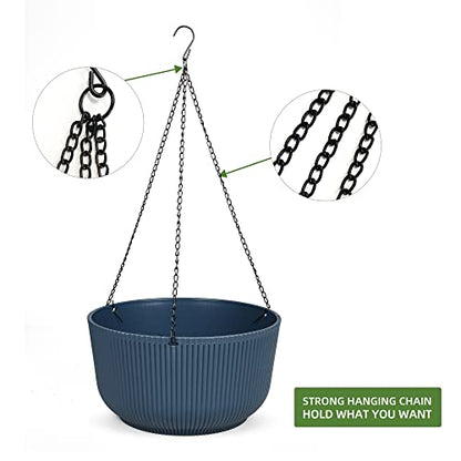 Dexceder 11.2 Inch Self Watering Hanging Planter (2 Pack, Deep Blue) - color: Deep Blue, size: 11.2 inch