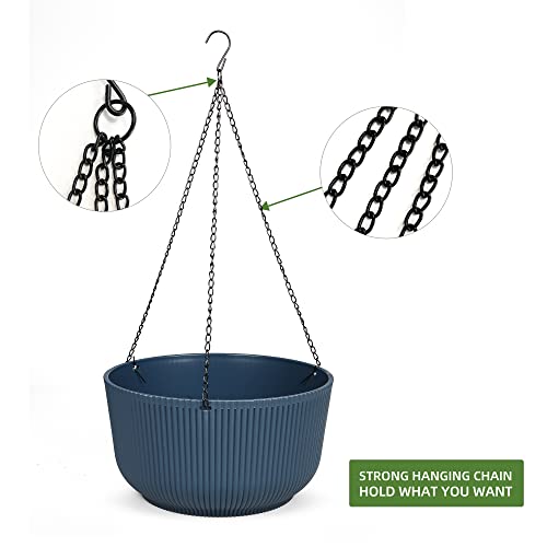 Dexceder 8.75 Inch Self Watering Hanging Planter (2 Pack, Deep Blue) - color: Deep Blue, size: 8.75 inch