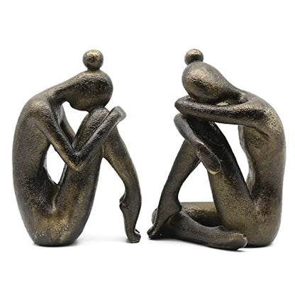 Lukitas Unique Decorative Girl Thinker Bookends, Book Holder, Resin 6.5'' - color: Bronze