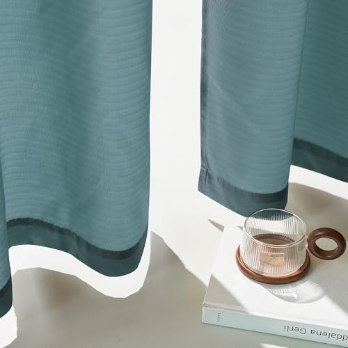 NICETOWN Non-See-Through Turquoise Privacy Sheer Curtains 84 Inches Long - color: Teal, size: 52"W x 84"L (Pack of 2)