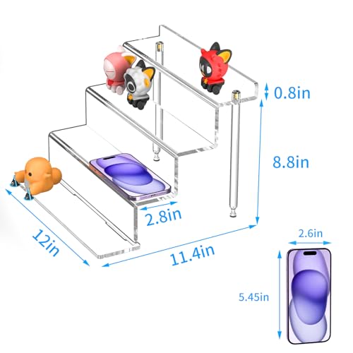 NIUBEE 4 Tier Acrylic Riser Display Stands Shelf for Amiibo Funko,12"1 Pack - size: 12 inch