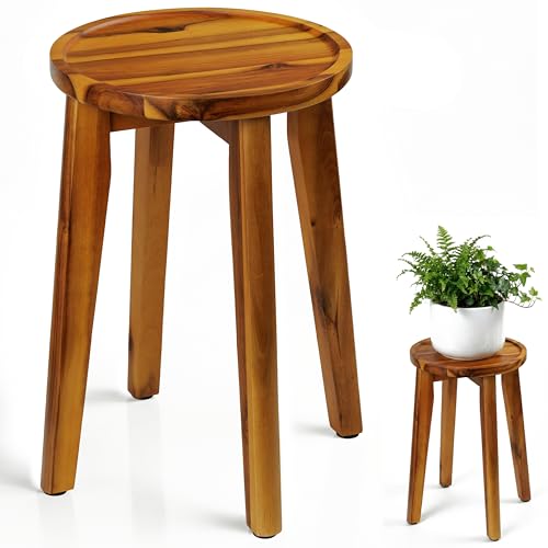 Demigo 15 in Tall Plant Stand, Acacia Plant Shelf for Indoor & Outdoor Use - color: Natural Acacia, size: Tall
