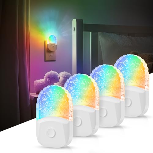 DORESshop 8-Color RGB LED Night Light Plug into Wall,4Pack Color Changing - color: White