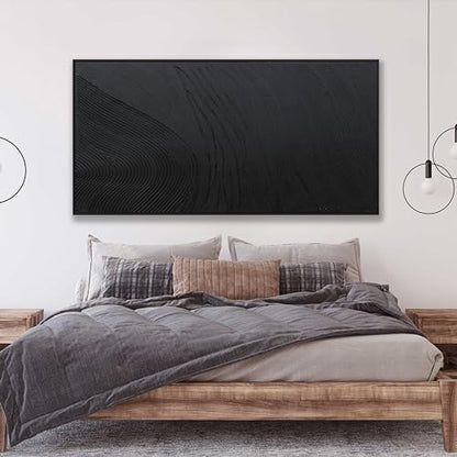 Large Framed Black Texture Abstract Canvas Wall Art for Living Room 29"x58" - color: Black, size: 58"L x 29"W