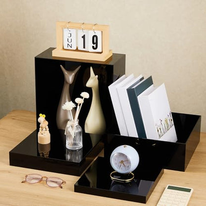 Leinuosen 7 Pcs Large Acrylic Buffet Risers, 6-12" Square, Black - color: Black, size: 6" to 12", style: Square