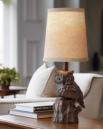 Small Table Lamp for Bedroom, 14.25" Farmhouse Resin Brown Nightstand Lamp - color: ‏‏‎ ‎‏‏‎ ‎Brown