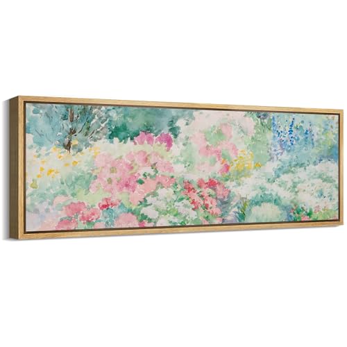 MUDECOR Large Framed Canvas Print Wall Art Soft Floral Watercolor Garden Nature Wilderness Antique Retro Fine Art Illustrations Decorative Colorful Multicolor for Bedroom - 60"x20" - color: A01-2401-irs24, size: 60"L x 20"W