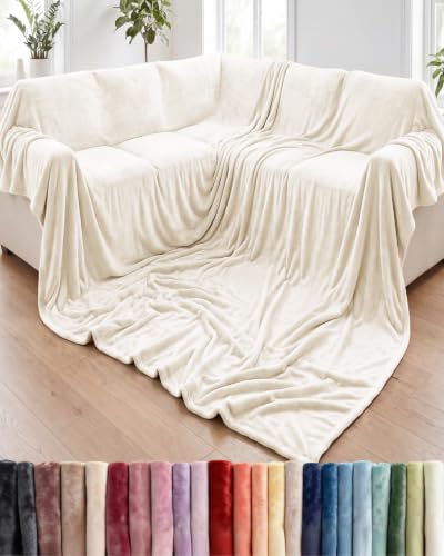 Fleece Blanket Oversized King - Ultra-Soft Flannel Fleece Blanket - Cream - color: 01 - Cream, size: Oversized King (120" x 120")