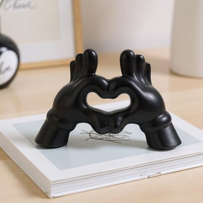 Zerzsy Heart Hands Sculpture Figurine, Black & White, Set of 2 - color: Black White-heart Hands