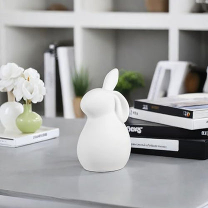 Amosfun Ceramic Bunny Rabbits Ceramic Bunny Figurine Rabbit Decor for Easter Dining Table Centerpiece Tiered Tray Bowl Shelf Ornament