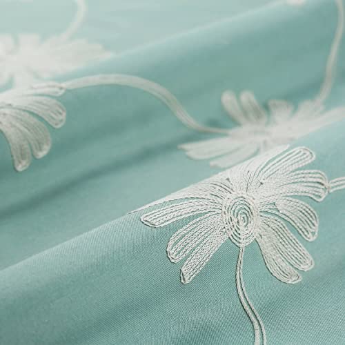 VOGOL Floral Embroidered Grommet Curtains, 52 x 84, 2 Panels, Blue - color: C2, size: 52"W x 84"L (Pack of 2)
