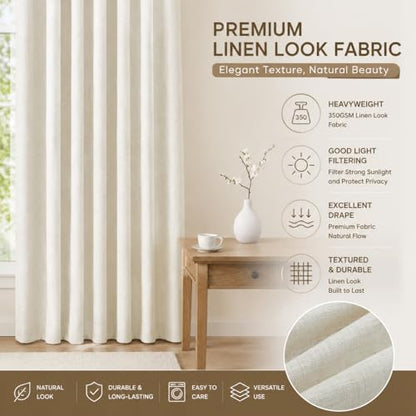 Pinch Pleat 70 inch Long Linen Curtains 2 Panels Set for Window - color: Natural Linen, size: 40"W x 70"L (Pack of 2)