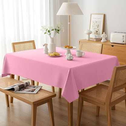 NatNarr 3 Pcs Plastic Pink Tablecloths, Scalloped Rectangle Table Cloths - color: Pink, size: 3 Pack