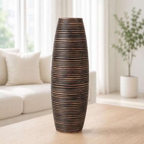 Leewadee Decorative Vase 13 inches Polyresin for Sideboard & Table - color: Brown