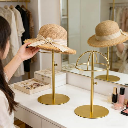 2 Pack Golden Hat Display Stand Adjustable Height 8.7-14.6 Inches