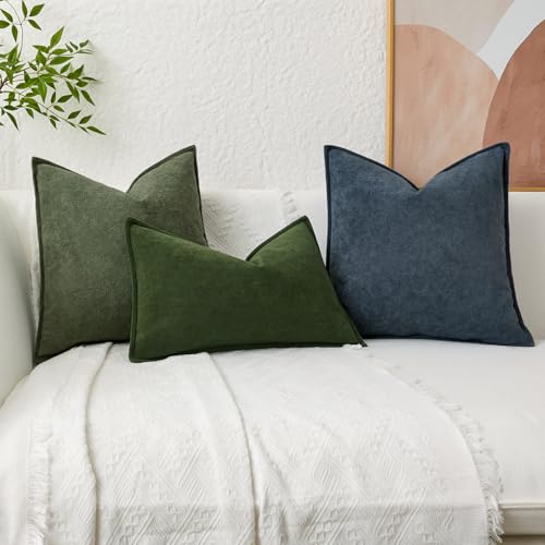 Kevin Textile Soft Waterproof Pillow Covers 22x22 Inch 2 Pack, Moss Green - color: Moss Green, size: 22" x 22" (Pack of 2)
