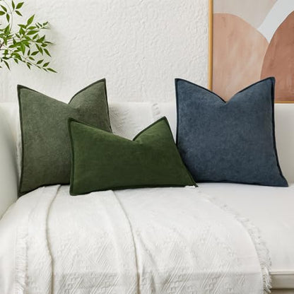 Kevin Textile Soft Waterproof Pillow Covers 22x22 Inch 2 Pack, Moss Green - color: Moss Green, size: 22" x 22" (Pack of 2)