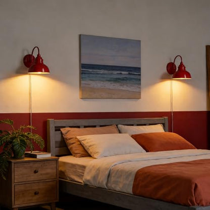 Mini Gooseneck Wall Sconce, 2-Way Mount with Switch, Red - color: Red