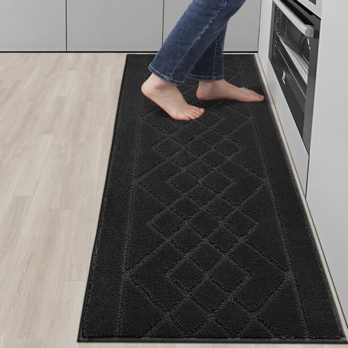 BEQHAUSE Kitchen Runner Rug Non Slip Kitchen Rugs, 20" x 59", Black - color: Black, size: 20" X 59"
